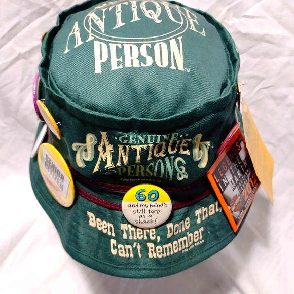 GENUINE ANTIQUE PERSON Novelty Bucket Hat with 18 Pins - Size: Large - Picture 3 of 10